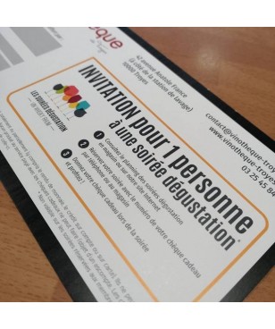 Chèque cadeau "Soirée dégustation" valable 1 an à partir de la date d'achat pour 1 personne