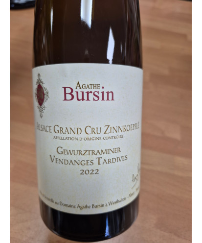 Alsace Grand Cru Gewurztraminer Zinnkoepflé vendanges tardives 2022 Agathe Bursin - 75cl